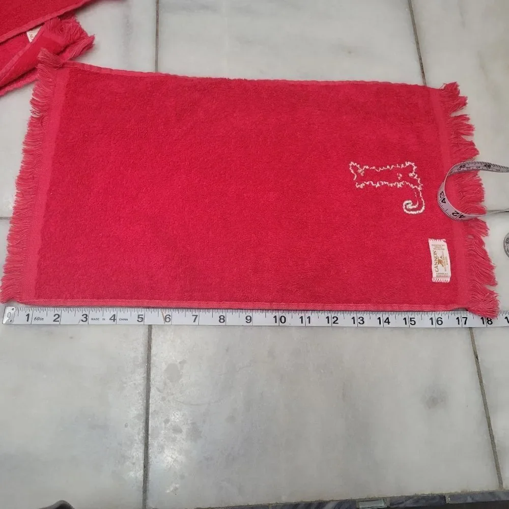 Cannon Red Embroidered Holiday NOEL Bath Hand Towels Set of 4